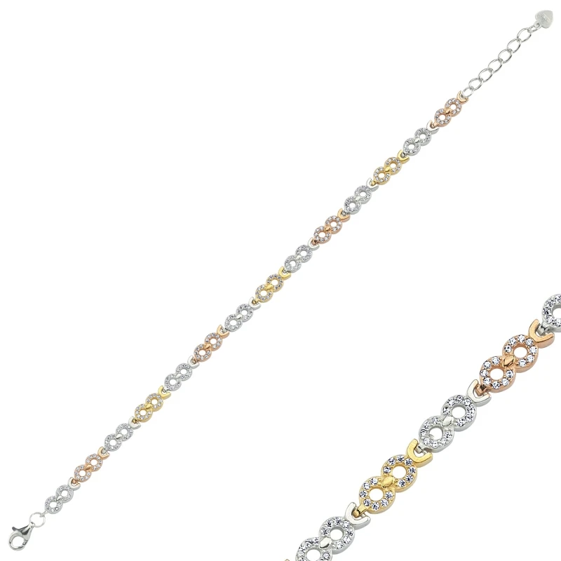 

Silver 925 Sterling Zircon Cubic Zirconia Infinity Bracelet