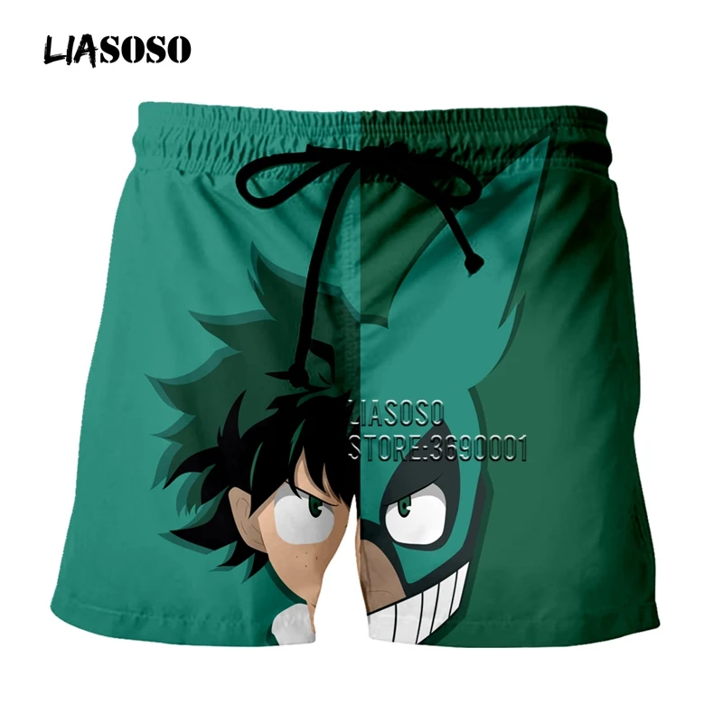 LIASOSO, шорты с 3D принтом, аниме, Boku, No Hero Academy, унисекс, летние пляжные шорты, хорошее качество, шорты для мужчин, G3134