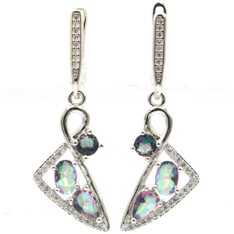 39x13 мм уникальный Мистик топаз для женской повседневной носки серебряные