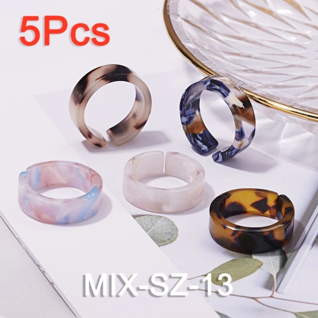 Transparent Acrylic Resin Rings for Women Korean Style Summer Sweet Cute Geometric Round Open Ring Wedding Jewelry Gift