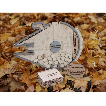 

Personalize Star Wars Millenium Falcon Wedding Guest Book, Bridal shower Guest Book, Unique wedding sign, Baby shower Drop Box