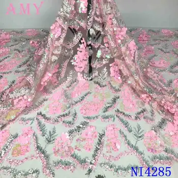 

For Women Nigeria Fabric With Sequins 2020 High Quality Lace Material African Dresses AMYNI4285