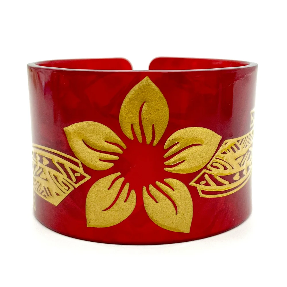 2022 Newest Factory Wholesale Acrylic Tortoise Shell Cuff Bracelet Bangles With Flower Tribals Carved Styles