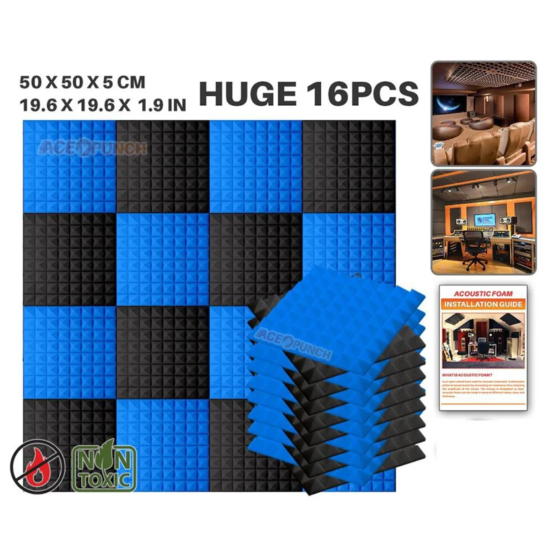 

Arrowzoom 16 pcs Pack Color Combination 19.6" x 19.6" x 1.9" Pyramid Tile Studio Sound Absorbing Panel Acoustic Foam AZ1034