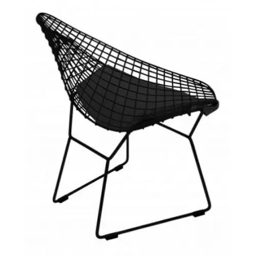 Bertoia ромбовидное кресло с черной полностью черной окрашенной структурой подушки