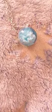 Collar con colgante de Luna y Bola de resina transparente para mujer, collar con cadena de nubes azules y blancas, regalos de joyería para niña