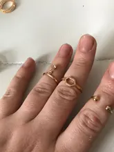 Tocona 8 unids/set, Anillos geométricos conjuntos de cristal claro de cadena de oro de piedra anillos de apertura para la joyería de las mujeres accesorios 9012