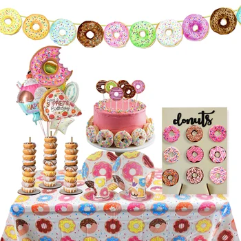 

Donut Party Supplies Baby One Year Birthday Party Decoration Burger Icecream Candy Doughnut Balloon Plate Garland Wedding Favors
