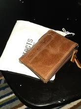 CONTACTS HOT-Cartera Crazy Horse de cuero de vaca para hombre, monedero pequeño, vintage, billetera de diseñador de cuero genuino