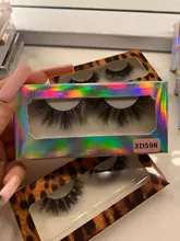 Pestañas postizas de visón con sirena roja, cortas y despeinadas, 10mm-18mm, Hamdmade, 3D