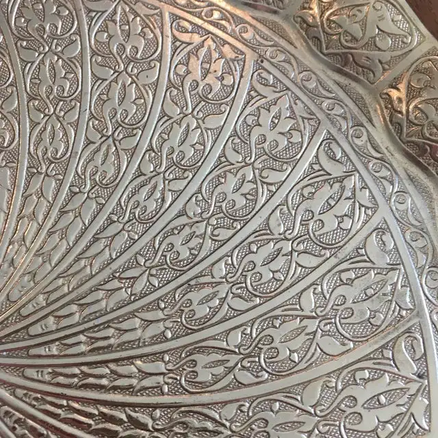 Turkey authentic Arabic cuisine decor with patterned copper bowl Ottoman Turks in Anatolia tea and coffee tray Christmas Gif..