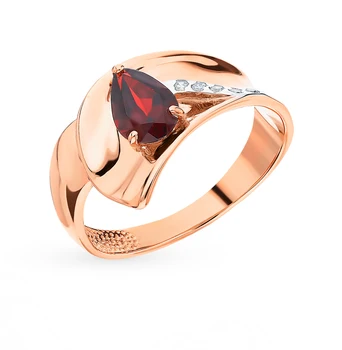 

Gold ring with cubic zirconia and Garnet sunlight