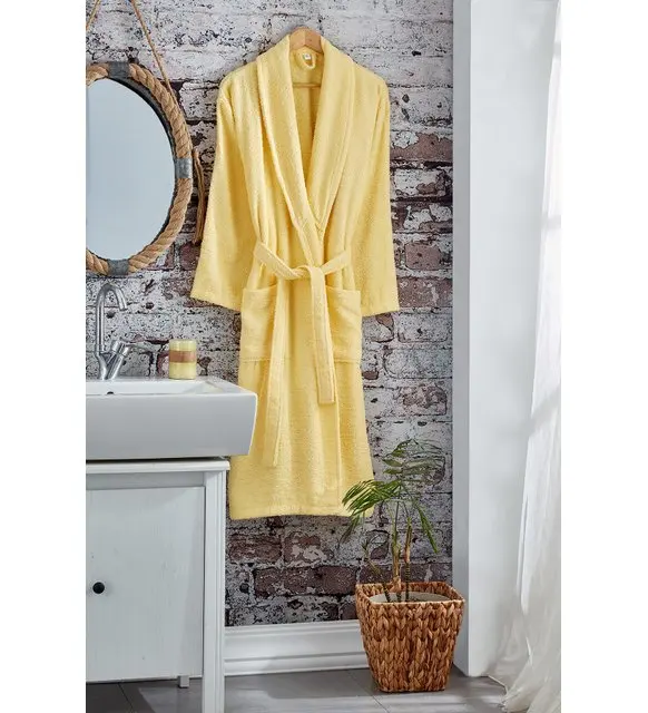 

Cotton Bathrobe Size S Yellow bathrobe unisex bathrobe female bathrobe male bathrobe