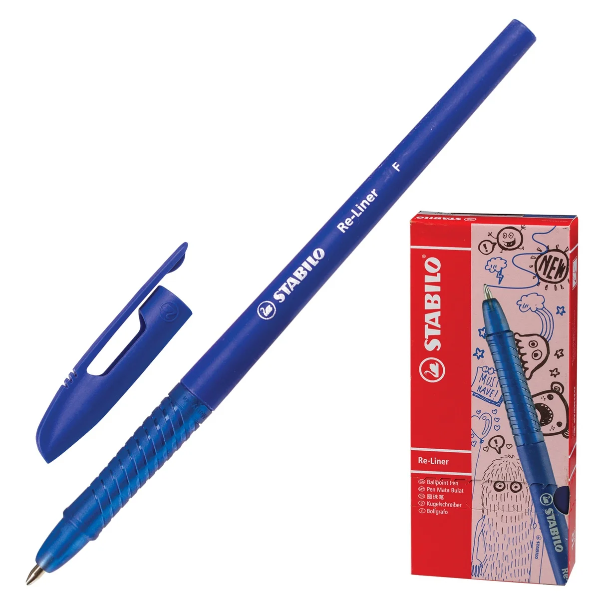 Ручка шариковая Stabilo Re-Liner корпус синий узел 0 7 мм линия 38 синяя (868/1-41) |