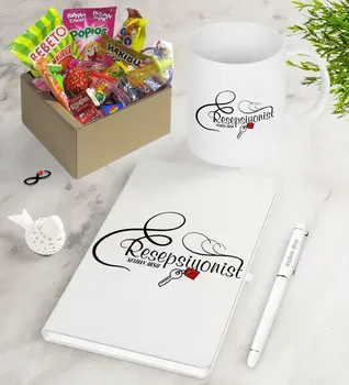 

Personalized Receptionist Nostalgic Lezzetler Notebook Pen Mug Gift Seti-2