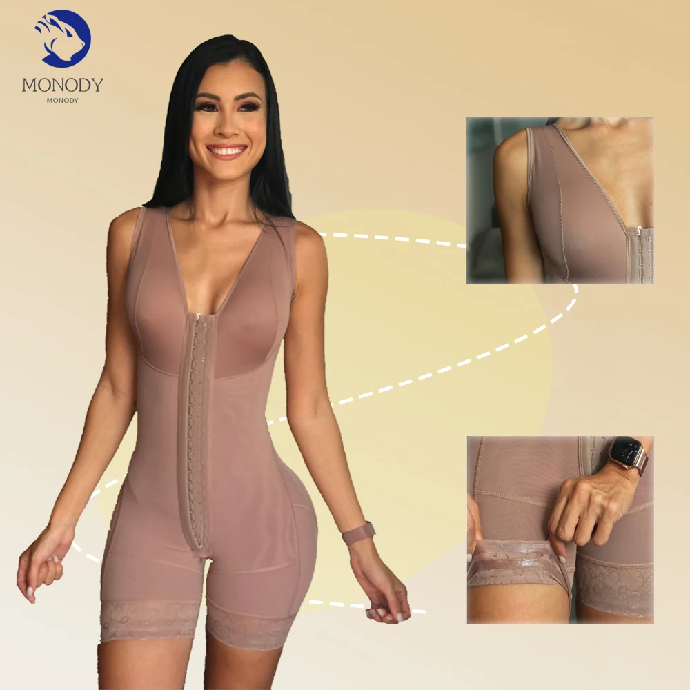 

Women High Compression Full Body Skims Shapewear Adjustable Bra Slimming Bodysuit Tummy Control Colombiana Lace Girdle with Hook