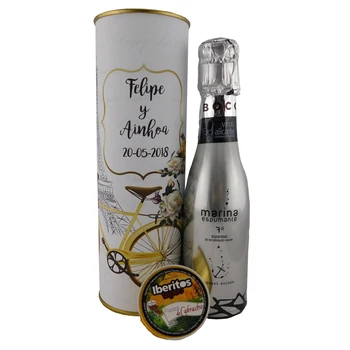 

6 pcs/customized with easy open tin with sparkling wine and cake cabracho