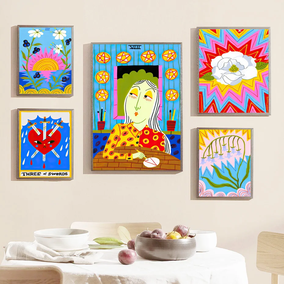 

Sun Flower Castle Dandelion Girl Tarot Bohemia Wall Art Canvas Painting Posters And Prints Wall Pictures For Living Room Decor