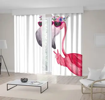 

Curtain Flamingo in Sunglasses and Floral Wreath Hello Summer Exotic Animal Fun Decorative Cartoon Artwork Wholesale