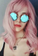 Pink Bob Wigs Hair-Wig Bangs Natural Medium-Length Women Cute with Cosplay for Synthetic
