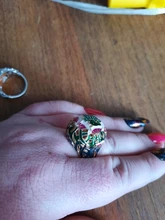 Joyería de estilo Retro dorado para mujer, anillo pintado a mano con aceite, joyería