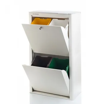 

TRASH CONTAINER ECOLOGICAL LACQUERED STEEL CUBEK WHITE 4 COMPARTMENTS