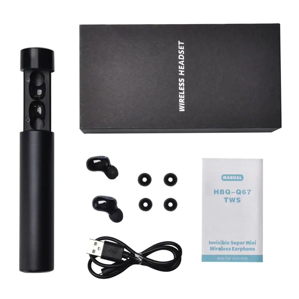 WITH BOX 20 шт в комплекте Q67 TWS беспроводные наушники 3D стерео мини Bluetooth наушники 5,0 с двойным микрофоном спортивные водонепроницаемые с/без коробки - Цвет: WITH BOX