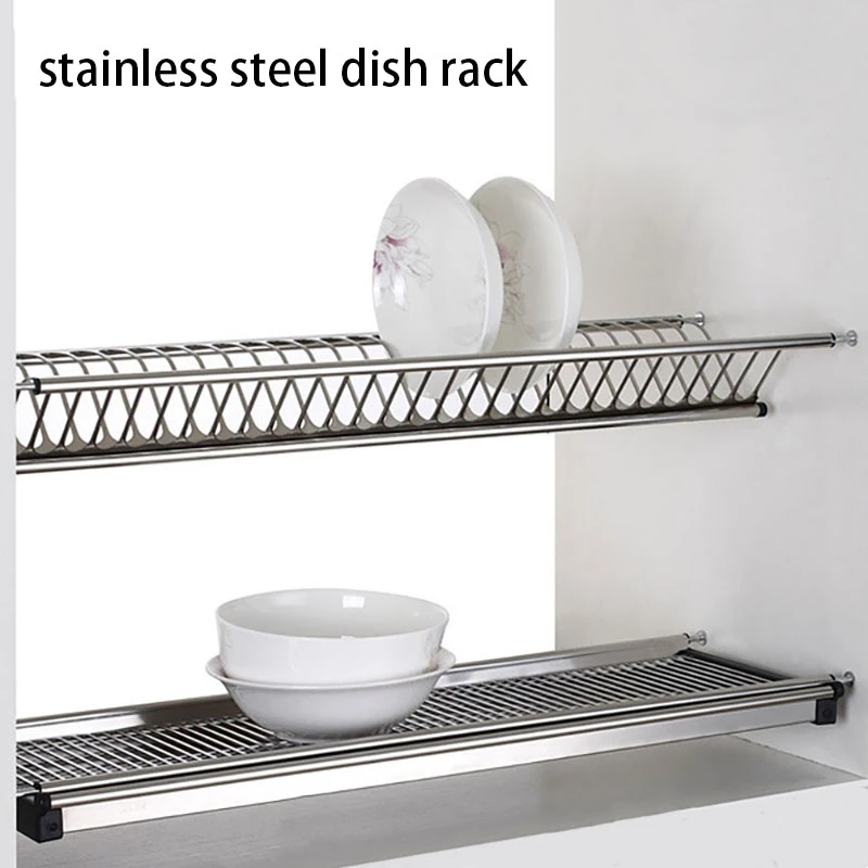 2tier Steel Dish Rack Kitchen Organizer Plate Bowl Storage Shelf Pot Lid Rack Spoon Holder Pan