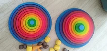Juguetes de madera en 3D DIY para niños, arcoíris, bloques de construcción, apilador de gran tamaño, creativo, Montessori, juguetes educativos