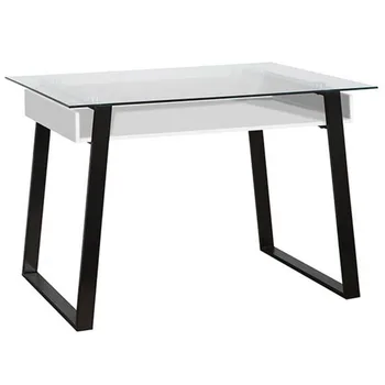 

Desk Table Glass with White Tray Made Of MDF Model Aken. Measurements: 119x59,5x75 cm