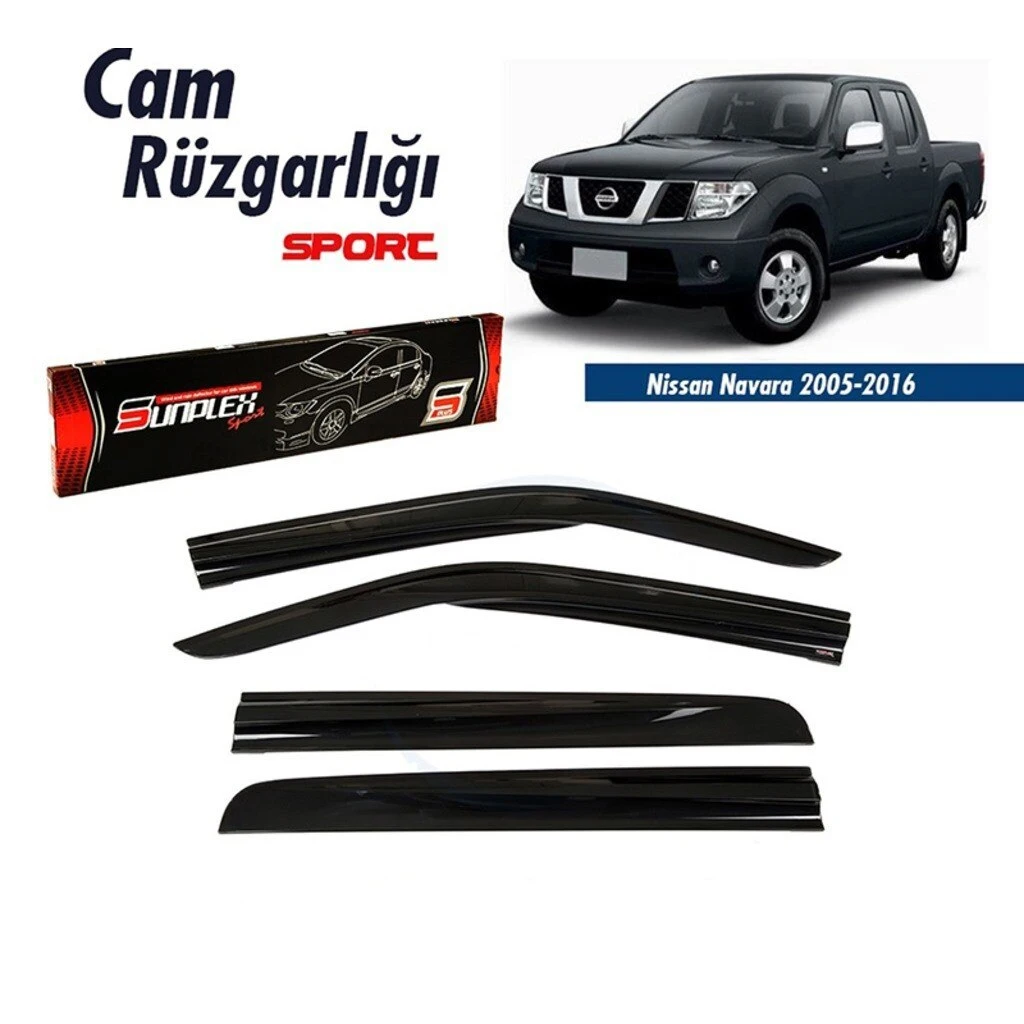 

For Nissan Navara 2005-2016 Rain Window Visor Wind Deflector Piano Black 4 pcs