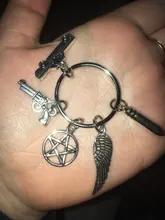 Supernatural Keychain Ring Sun-Pendant Movie Metal Unisex Dean Pentagram