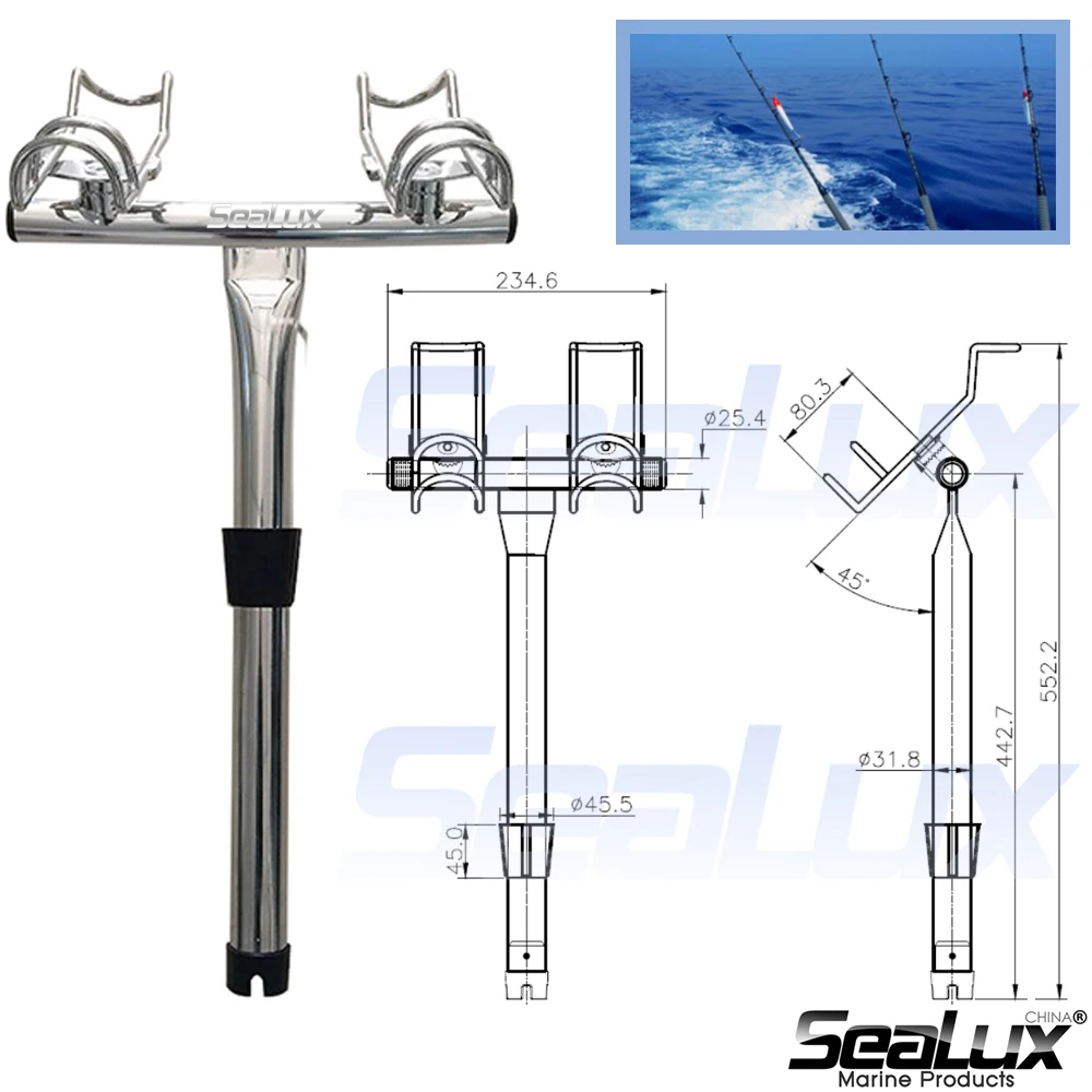 Sealux Морской нержавеющей стали один в один 360 градусов вращения регулируемый держатель удочки с инструментом для рыбалки лодки яхты
