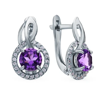 

Silver earrings with amethyst and cubic zirconia sunlight sample 925