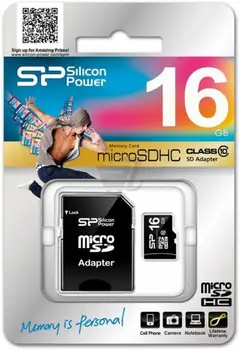 

Memory card 16GB microSDHC Class10 Silicon power supplier + adapter