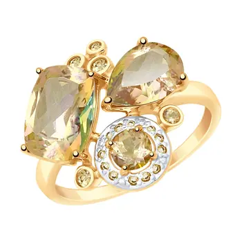 

Sokolov ring in Gold with Swarovski Crystals Topaz and yellow Swarovski zirconia, fashion jewelry, gold, 585, women's male