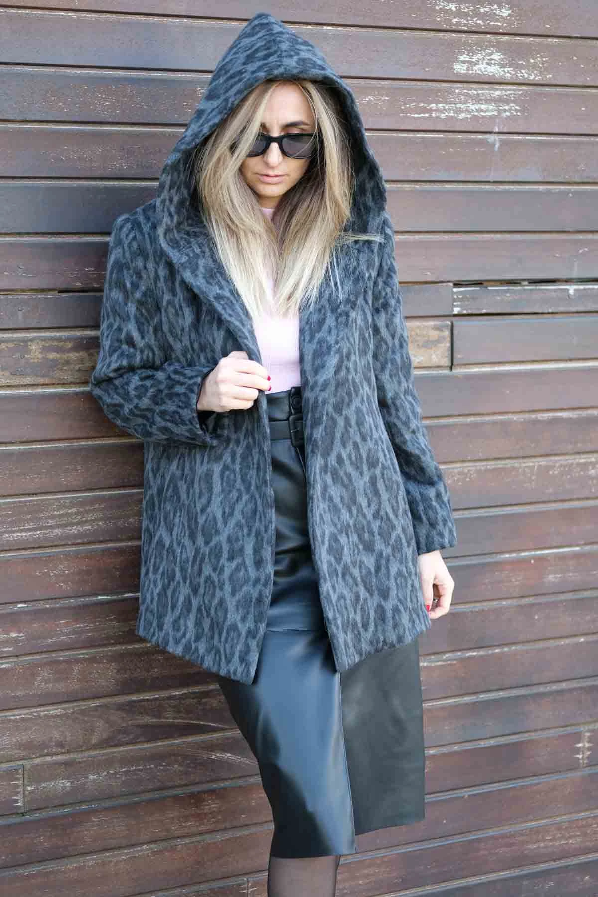 Fresh Models Gray Leopard Cashmere Coat-RA0012 black puffer coat