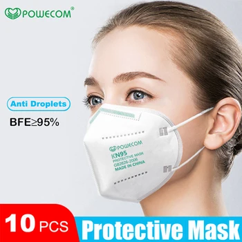 

POWECOM FFP2 Mask KN95 Face Mouth Mask Respirator Disposable Protective Mask Filter Dustproof Breathable Mouth Muffle Mask