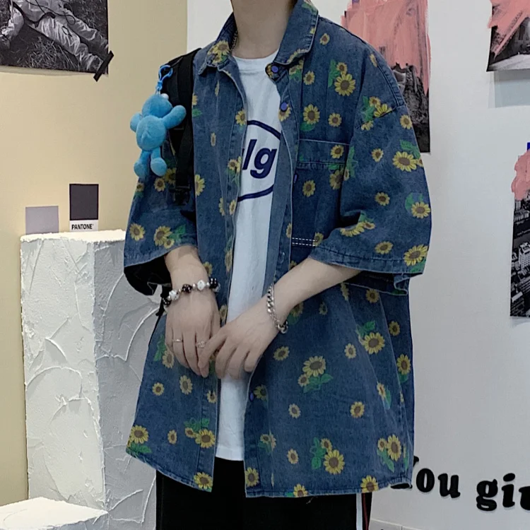 New 2021 Summer Denim Shirt Printed 