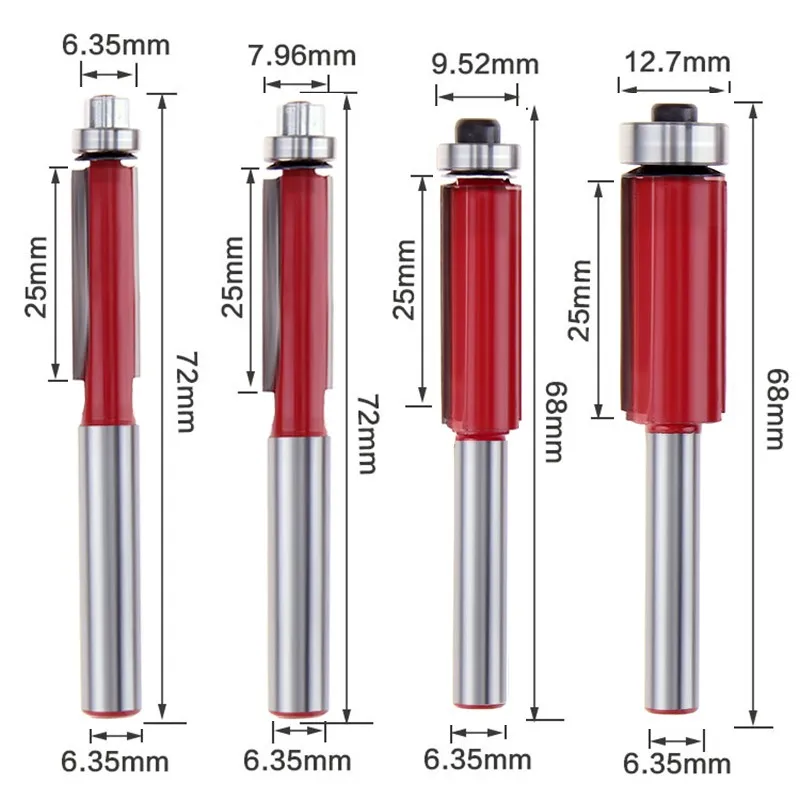 Заподлицо фрезы Деревообрабатывающие инструменты фрезы резьба по дереву инструмент для столярных работ 4 размера фрезы Точная заподлицо