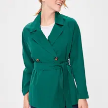 Trendyol зеленый короткий Тренч с поясом пальто TWOAW20TR0021