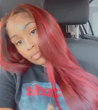 Topodmido 13x4 Color rojo del pelo humano del frente del cordón pelucas con minimechones resaltar el Color de cabello Remy brasileño peluca con malla frontal para las mujeres