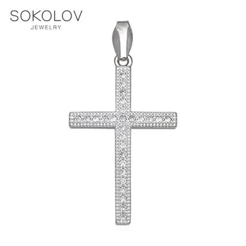 

Cross with cubic zirconia SOKOLOV fashion jewelry silver 925 women's male, pendants for neck women