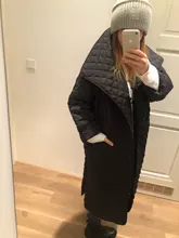 Fit Coat Spring Women Parkas Cotton-Padded Black Autumn Long Fashion EAM New Loose 19a-A319