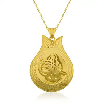

925 sterling Silver Yellow Tuğra Lady Necklace