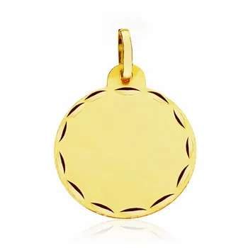

Medal disc 18k gold smooth 19mm. Wrought carved [AA2524]