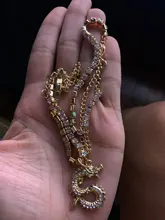 Tobillera de cadena de tenis de cristal con dragón ostentoso para mujer, tobillera con diamantes de imitación de Color dorado y plateado, joyería para pie