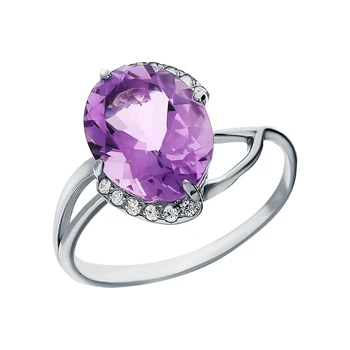 

Silver ring with amethyst and cubic zirconia sunlight sample 925