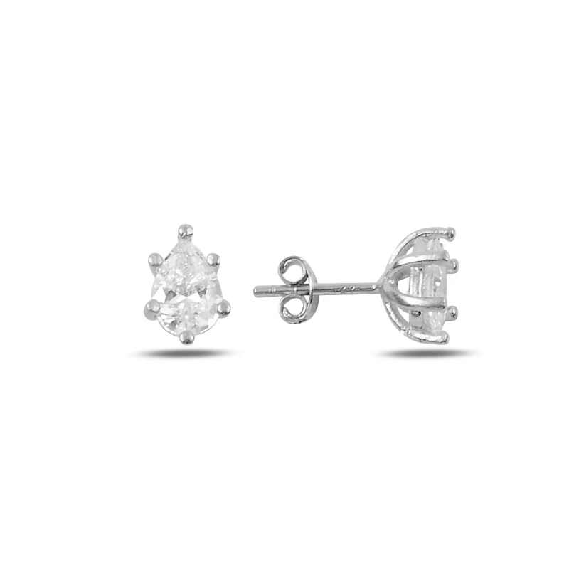 

Silver 925 Sterling Zircon Cubic Zirconia Solitaire Earrings