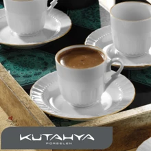 Турецкий кутахья фарфоровый кофейный сервиз Sedef 12 шт. 6 персон чашка для кофе по-турецки финкан и тарелки набор Быстрая